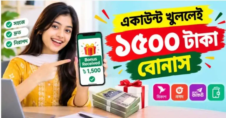 একাউন্ট খুললেই ১৫০০ টাকা বোনাস