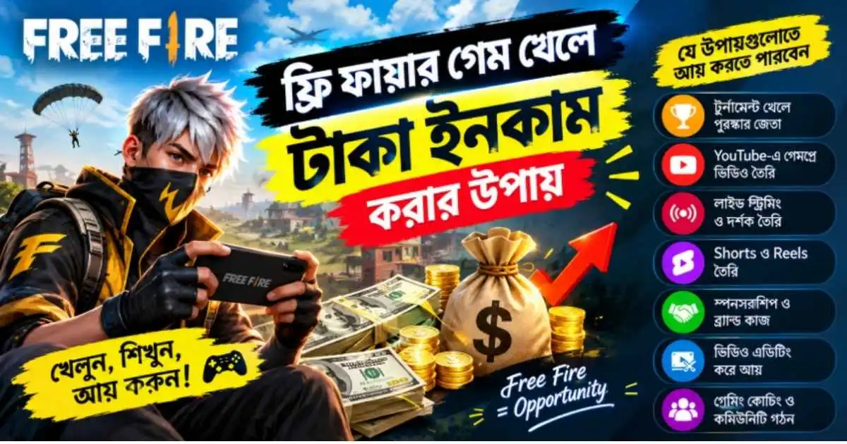 ফ্রি ফায়ার গেম খেলে টাকা ইনকাম